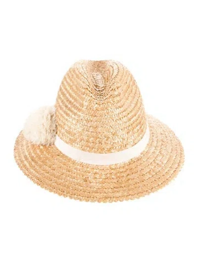 Pre-owned Eugenia Kim Straw Fedora Hat In Neutral
