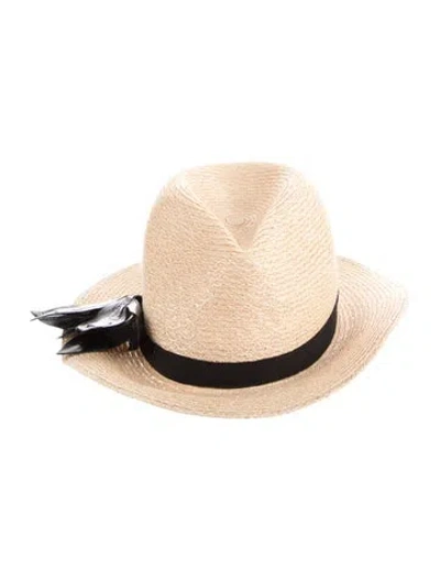 Pre-owned Eugenia Kim Straw Fedora Hat In Neutrals