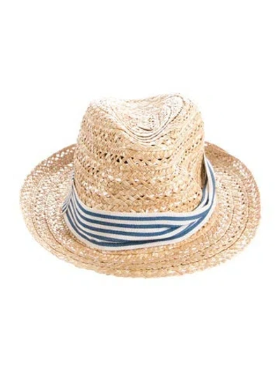 Pre-owned Eugenia Kim Straw Fedora Hat In Neutrals
