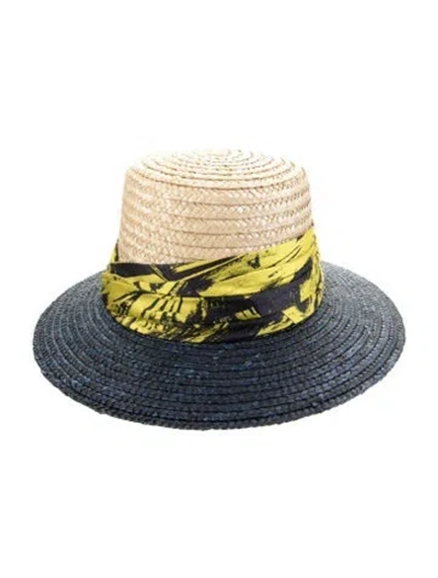 Pre-owned Eugenia Kim Straw Hat In Blue/neutrals
