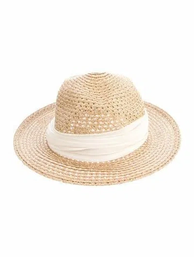 Pre-owned Eugenia Kim Straw Neutral Glitter Accent Fedora  W/tags