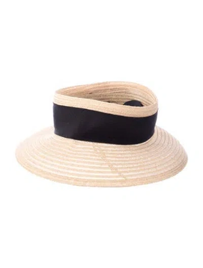 Pre-owned Eugenia Kim Straw Open Crown Sun Hat In Black/neutrals
