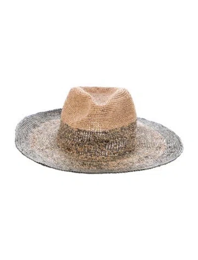 Pre-owned Eugenia Kim Straw Sun Hat In Green/neutrals