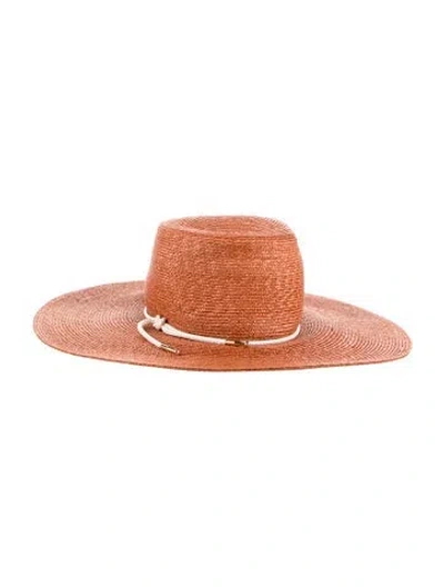Pre-owned Eugenia Kim Straw Wide Brim Sun Hat In Orange