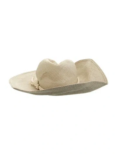 Pre-owned Eugenia Kim Straw Wide Brimmed Hat In Neutrals