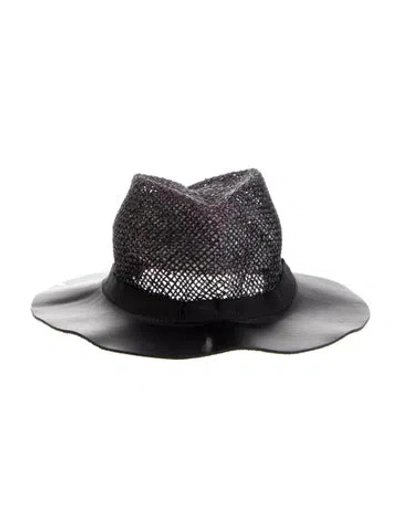 Pre-owned Eugenia Kim Straw Woven Bucket Hat In Black