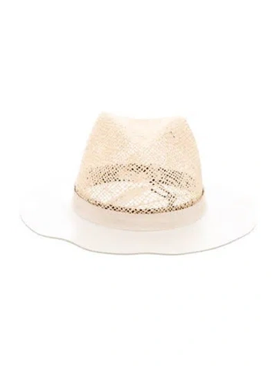 Pre-owned Eugenia Kim Straw Woven Fedora Hat W/tags In Neutral