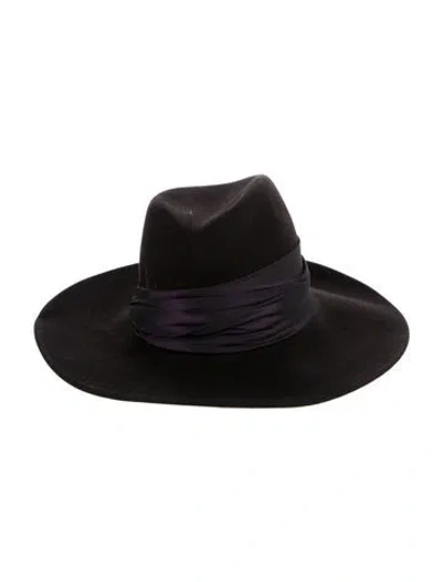 Pre-owned Eugenia Kim Suede Fedora Hat In Black