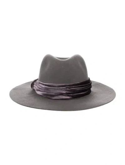 Pre-owned Eugenia Kim Suede Fedora Hat In Gray