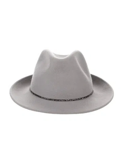 Pre-owned Eugenia Kim Suede Fedora Hat In Gray