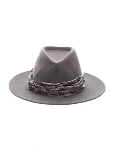 Pre-owned Eugenia Kim Suede Fedora Hat In Gray
