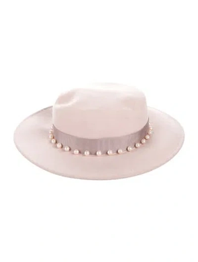 Pre-owned Eugenia Kim Suede Fedora Hat In Neutral