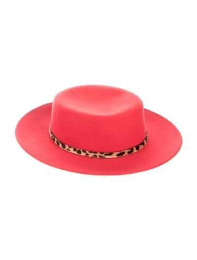 Pre-owned Eugenia Kim Suede Fedora Hat In Red