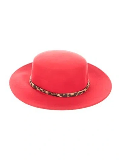 Pre-owned Eugenia Kim Suede Fedora Hat In Red