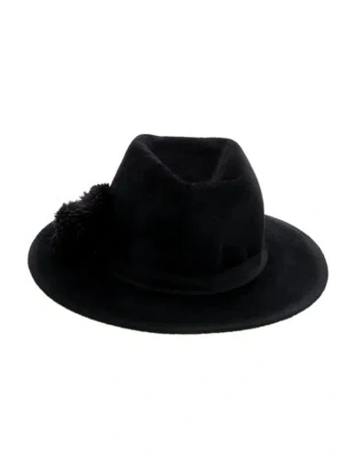 Pre-owned Eugenia Kim Suede Fedora Hat W/tags In Black