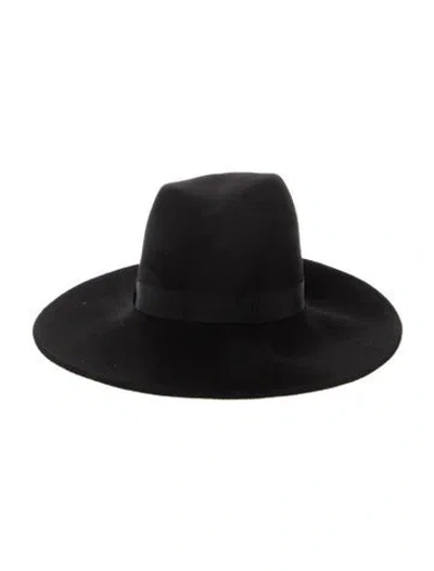 Pre-owned Eugenia Kim Suede Wide Brim Sun Hat In Black