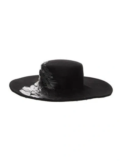 Pre-owned Eugenia Kim Suede Wide Brim Sun Hat In Black