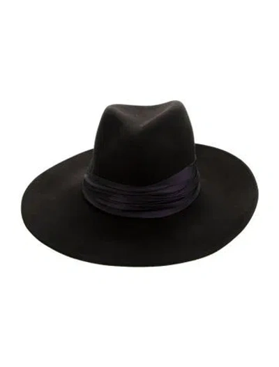 Pre-owned Eugenia Kim Suede Wide Brim Sun Hat In Black