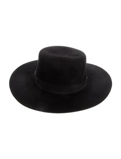 Pre-owned Eugenia Kim Suede Wide Brim Sun Hat In Black