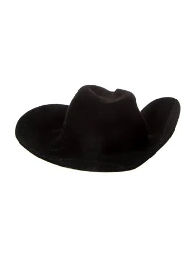 Pre-owned Eugenia Kim Suede Wide Brim Sun Hat In Black