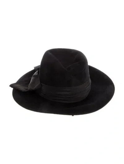 Pre-owned Eugenia Kim Suede Wide Brim Sun Hat In Black