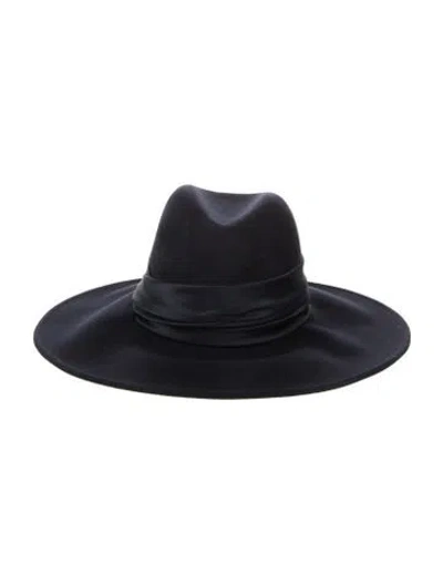 Pre-owned Eugenia Kim Suede Wide Brim Sun Hat In Blue