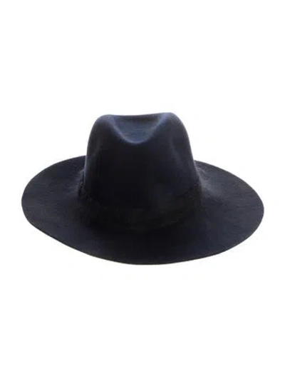 Pre-owned Eugenia Kim Suede Wide Brim Sun Hat In Blue