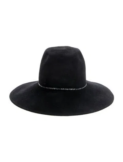 Pre-owned Eugenia Kim Suede Wide Brim Sun Hat W/tags In Black