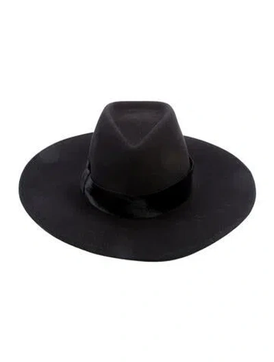 Pre-owned Eugenia Kim Suede Wide Brim Sun Hat W/tags In Black