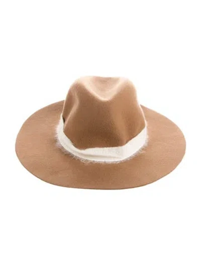 Pre-owned Eugenia Kim Suede Wide Brim Sun Hat W/tags In Brown/neutrals