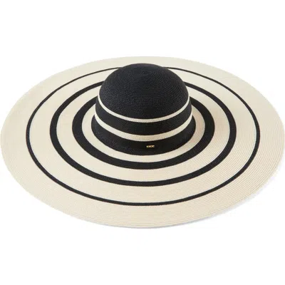 Eugenia Kim Sunny Straw Wide Brim Hat In Black/ivory