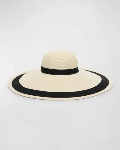 Eugenia Kim Sunny Striped Straw Large Brim Hat In White
