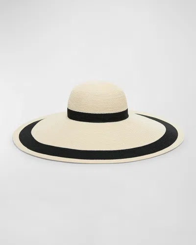 Eugenia Kim Sunny Striped Straw Large Brim Hat In Ivory Black
