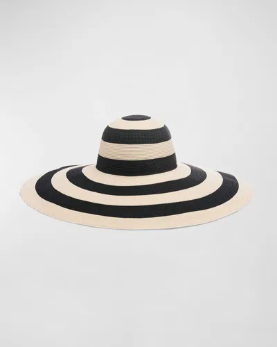 Eugenia Kim Sunny Striped Wide-brim Hat In White/black