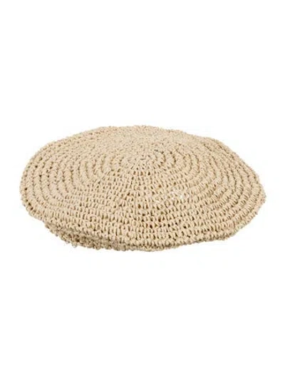 Pre-owned Eugenia Kim Tan Paper Straw Augenia Kim Beret Hat W/tags In Neutral