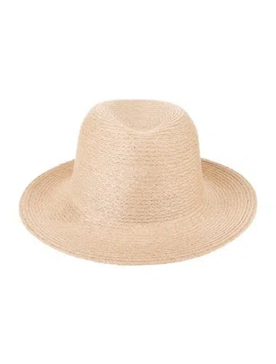 Pre-owned Eugenia Kim Tan Whipstitched Fedora Hat W/tags In Neutral