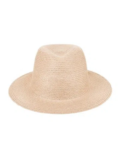 Pre-owned Eugenia Kim Tan Whipstitched Fedora Hat W/tags In Neutral