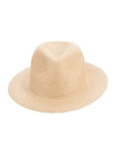 Pre-owned Eugenia Kim Tan Whipstitched Fedora Hat W/tags In Neutral