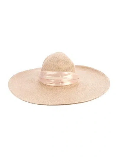 Pre-owned Eugenia Kim Tan Whipstitched W, Gold Sparkle, Silk Felt Sash Tie W/tags In Neutral