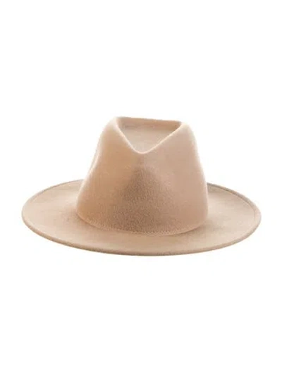 Pre-owned Eugenia Kim Tan Wide Brim Fedora Hat  W/tags In Neutral