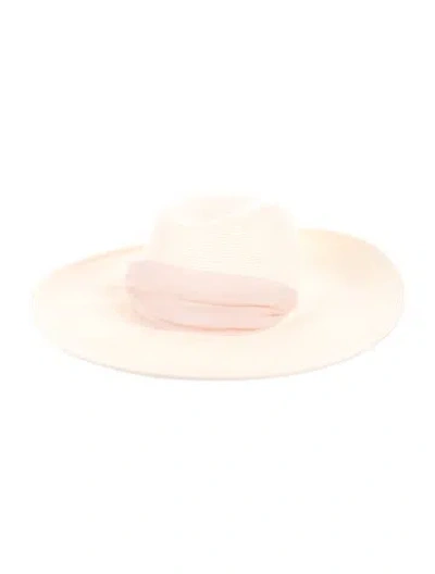 Pre-owned Eugenia Kim Tan Wide Brim Hat With Pink Sash Tie With Tags In Neutral
