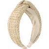 Eugenia Kim Trish Knotted Metallic Woven Headband In Cream/ Silver