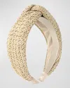 Eugenia Kim Trish Knotted Metallic Woven Headband In Cream Silver