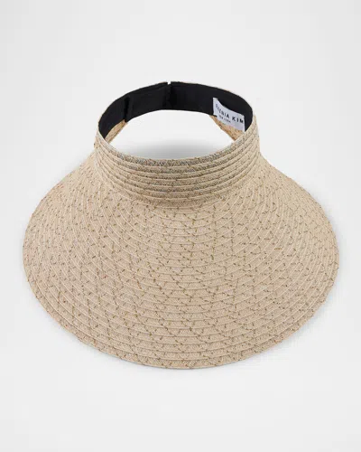 Eugenia Kim Trixie Large Brim Hemp Visor In Natural Gold