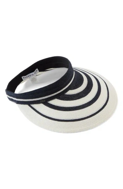 Eugenia Kim Trixie Wide Brim Packable Visor In Navy/ivory