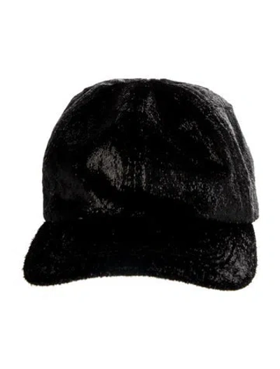 Pre-owned Eugenia Kim Velvet Baseball Cap In Black/metallic
