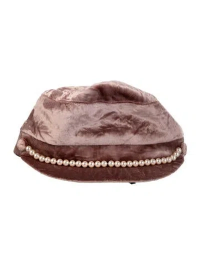 Pre-owned Eugenia Kim Velvet Baseball Cap In Pink