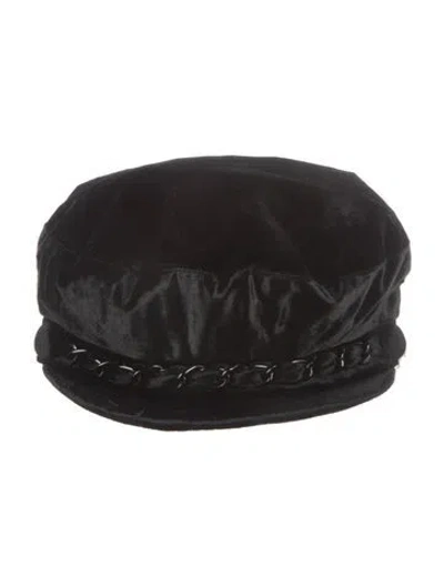 Pre-owned Eugenia Kim Velvet Newsboy Cap In Black