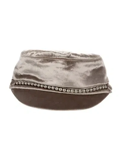 Pre-owned Eugenia Kim Velvet Newsboy Cap In Neutrals
