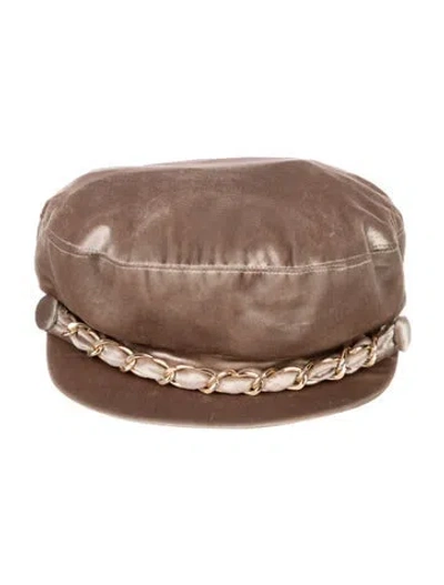 Pre-owned Eugenia Kim Velvet Newsboy Cap W/tags In Neutrals